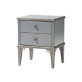 Elegant Two-Drawer Bedside Table with Decorative Knobs and Classic Design