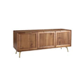 Mid-Century Modern Wooden Sideboard with Grooved Doors and Gold Legs