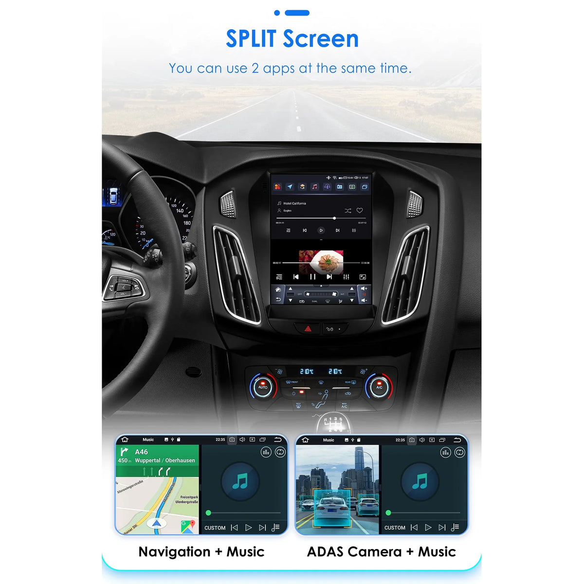 Apple Carplay Android 13.0 Wifi Bluetooth 4+32GB RDSize 9.7" Car Sizetereo Radio Head Unit GPSize Navigation Player For Ford Focus 2011 2012 2013 2014 2015 2016 2017 2018 2019