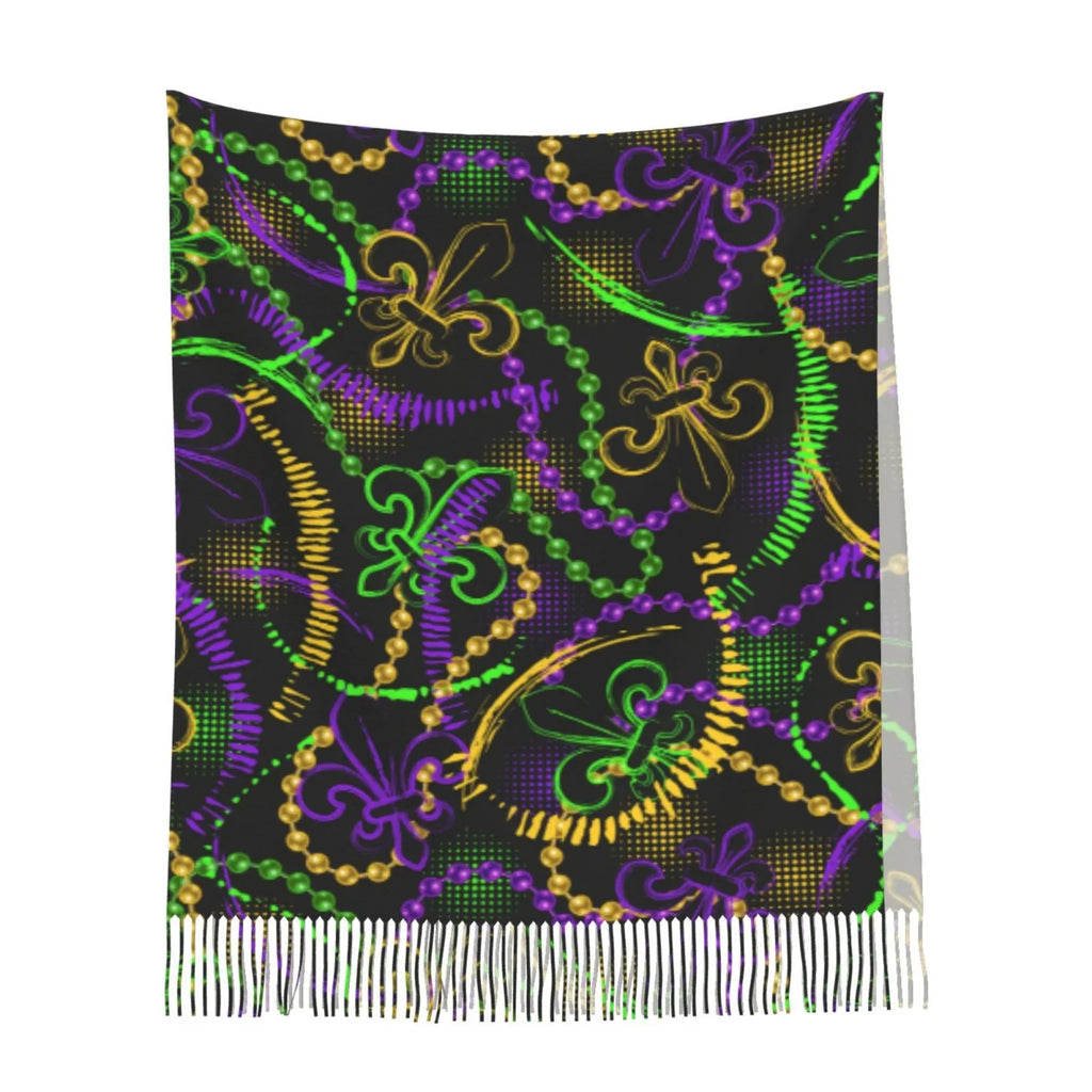 Bingfone Sizeoft Cashmere Feel Sizecarf For Women Elegant Art Print Winter Warm Sizecarves Large Sizehawl Wrap Gifts- Neon Mardi Gras