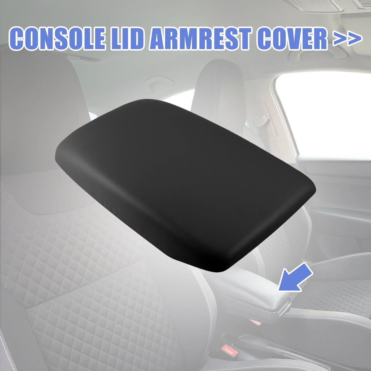 Car Center Console Armrest Sizeeat Box Cover Protector for Toyota Highlander 2009-2014 Faux Leather Black