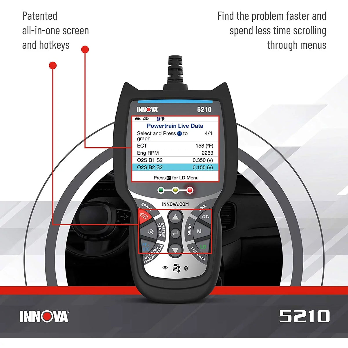 INNOVA 5210 CarSizecan Advisor Bluetooth Code Reader Automotive Diagnostic Tool