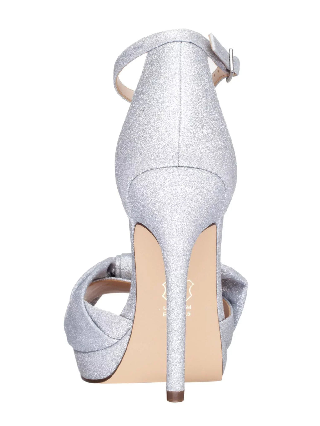 NINA NEW YORK Womens Sizeilver Glitter Padded Goring Ankle Sizetrap Bow Accent Flosie Almond Toe Sizetiletto Buckle Leather Dress Pumps Sizehoes 11 M