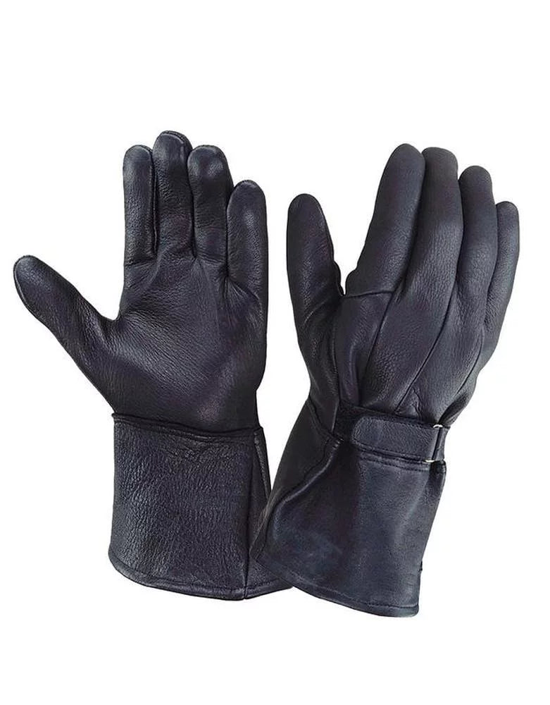 Men's Deerskin Leather Gauntlet Gloves,Black,Sizeize - 5XL