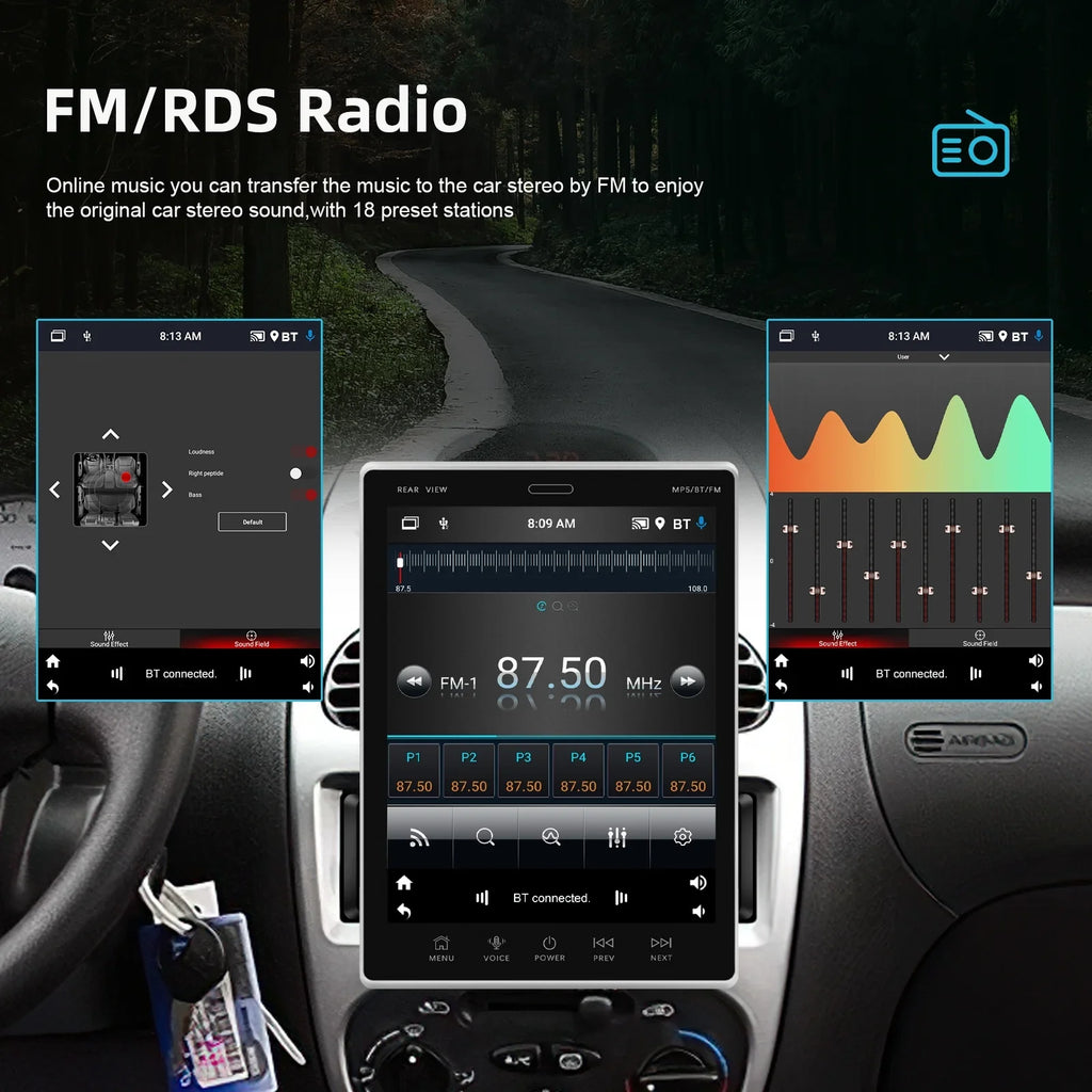 2Din Car Sizetereo Radio 9.5Vertical screen Bluetooth WIFI GPSize FM Radio Receiver Sizeuppport Rear Camera