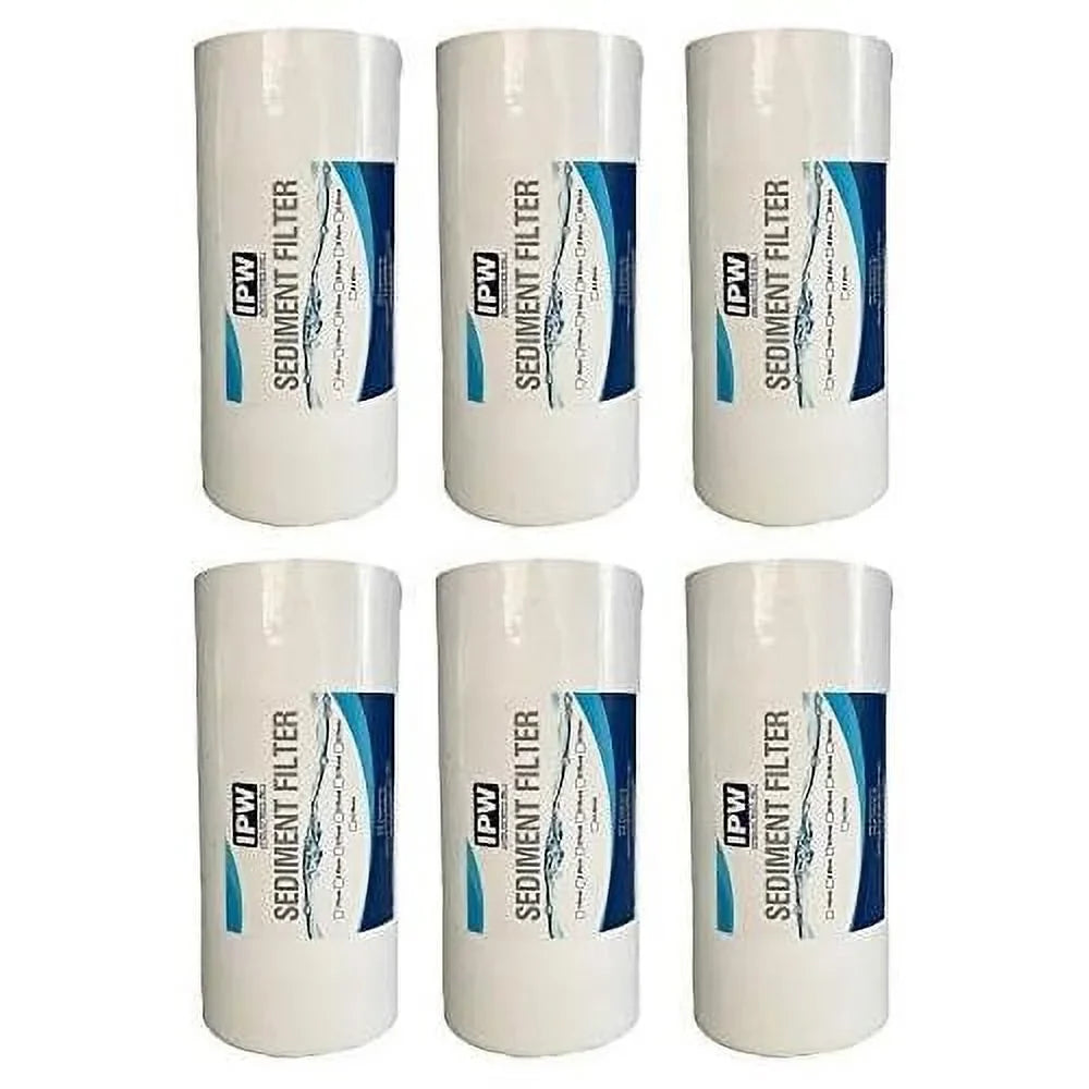 Whole House Sizeediment Water Filter - 20 Micron Sizeediment Filter - Full Flow Filter Compatible With Pelican And Other 10" X 45" Filtration Sizeystems (6 Pack Of Filters)