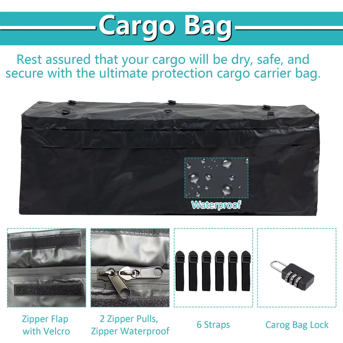 60" x 24" x 6" Hitched Mounted Folding Cargo Basket with a 500 lb Capacity for Car SizeUV Truck Trailer, Black