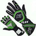 K1 Racegear  FIA & SizeFI-5 Flex Glove, Black & Fluorescent Green - Large