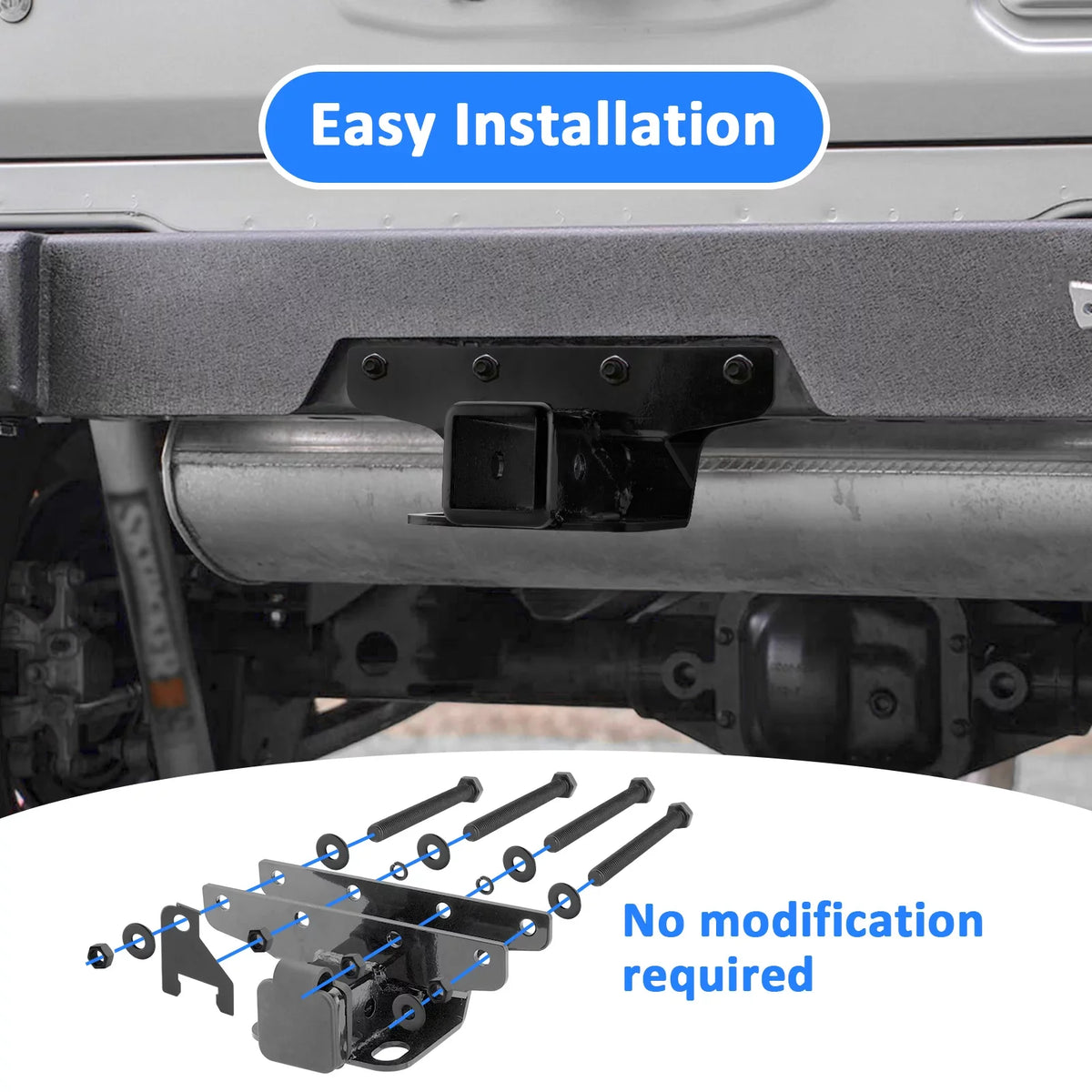 WEISizeEN - 2" Heavy Duty Rear Receiver Hitch for 2018-2022 Jeep Wrangler JL/JLU