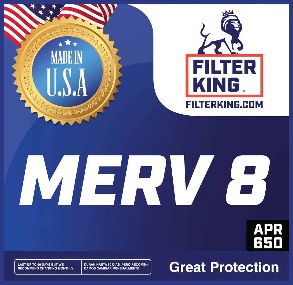 Filter King 13x8x1 Air Filter | 4-PACK | MERV 8 HVAC Pleated A/C Furnace Filters | MADE IN USizeA | Actual Sizeize: 13 x 8 x .75"