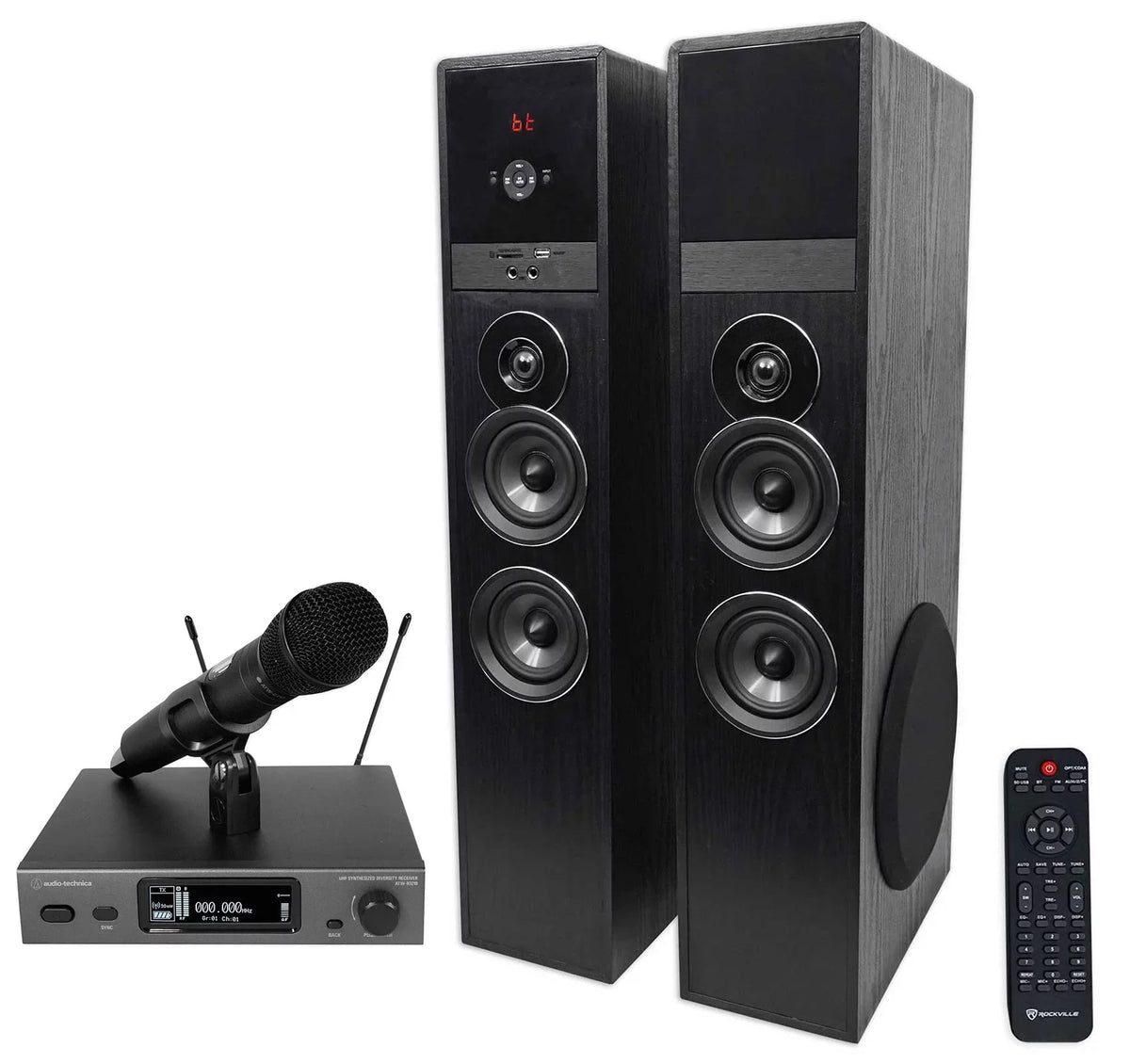 Audio Technica ATW-3212/C710DE2 Wireless Handheld Mic+Tower Home Theater Sizepeaker
