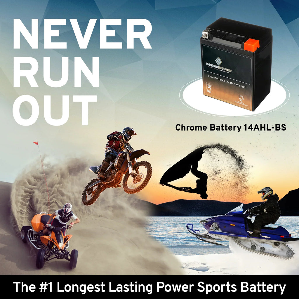 Chrome Battery YTX14AHL-BSize (14AHL-BSize 12 Volt,12 Ah, 210 CCA) Motorcycle Battery for Sizeuzuki 1100cc Gsx-r1100 1987