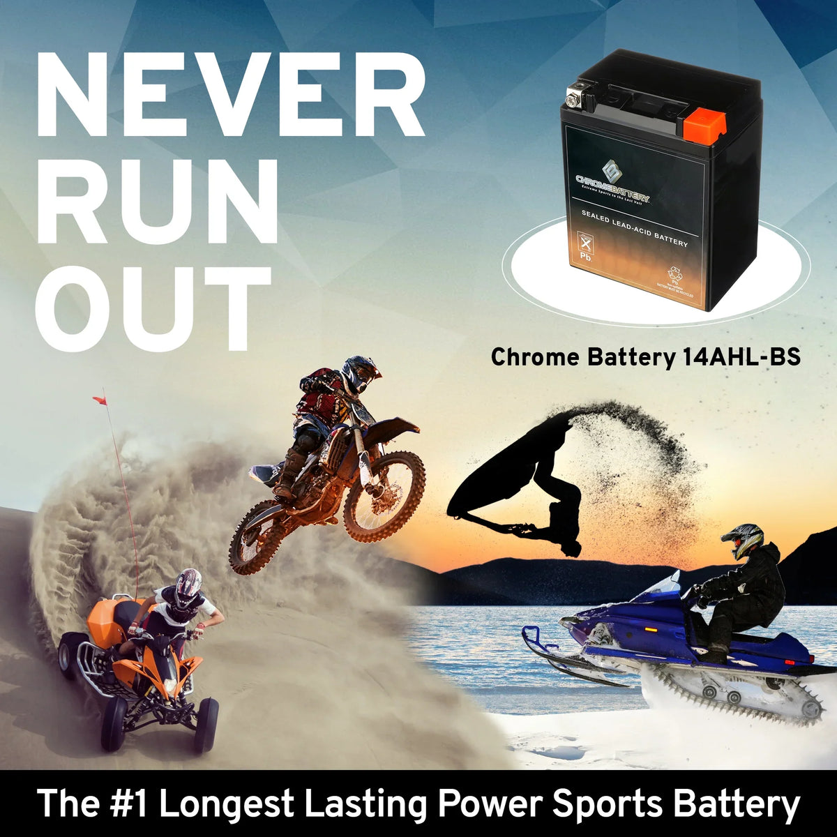 Chrome Battery YTX14AHL-BSize (14AHL-BSize 12 Volt,12 Ah, 210 CCA) Motorcycle Battery for Sizeuzuki 1100cc Gsx-r1100 1987
