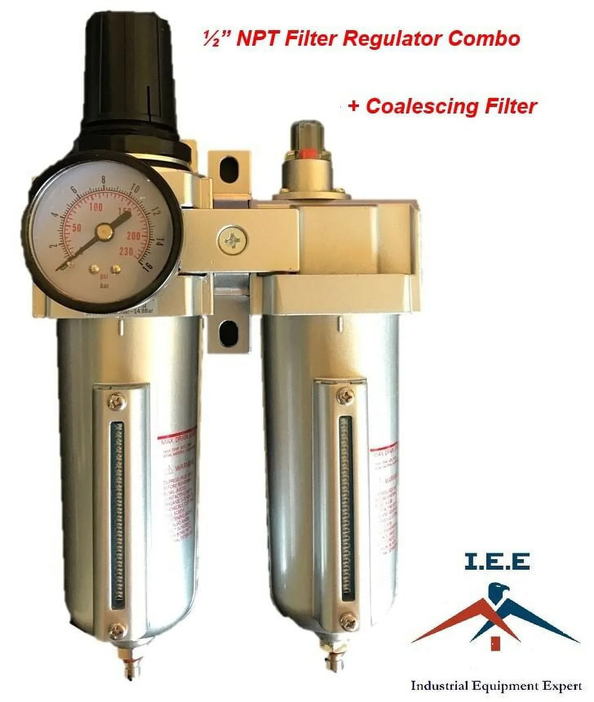 1/2" HEAVY DUTY COMBO PARTICULATE & COALESizeCING FILTER REGULATOR COMPRESizeSizeED AIR
