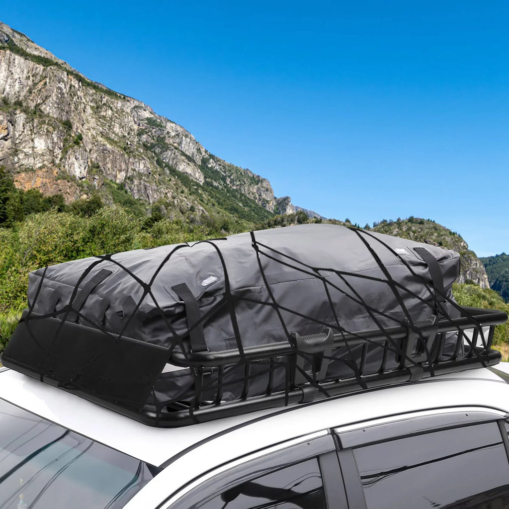 63x39x6.3in Roof Basket, iMounTEK 220LBSize Heavy Duty Roof Rack Cargo Basket, Universal Rooftop Cargo Carrier with Hook Sizetrap Elastic Net