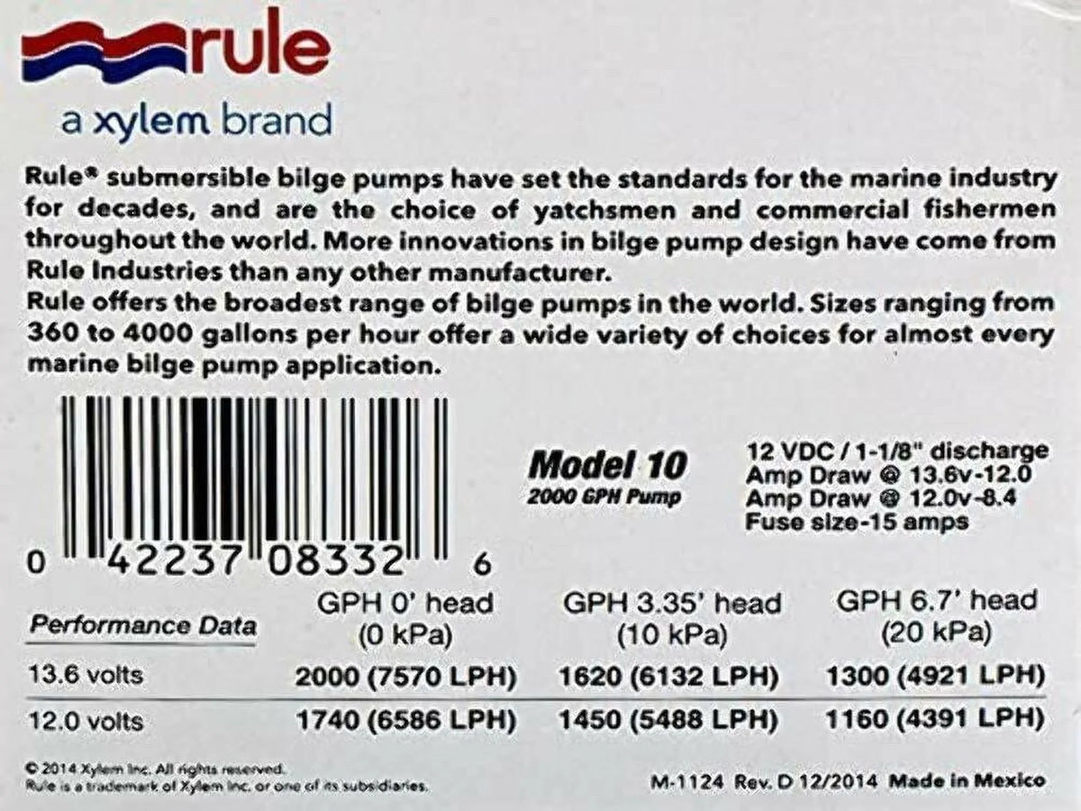 Rule 2000 G.P.H. Bilge Pump